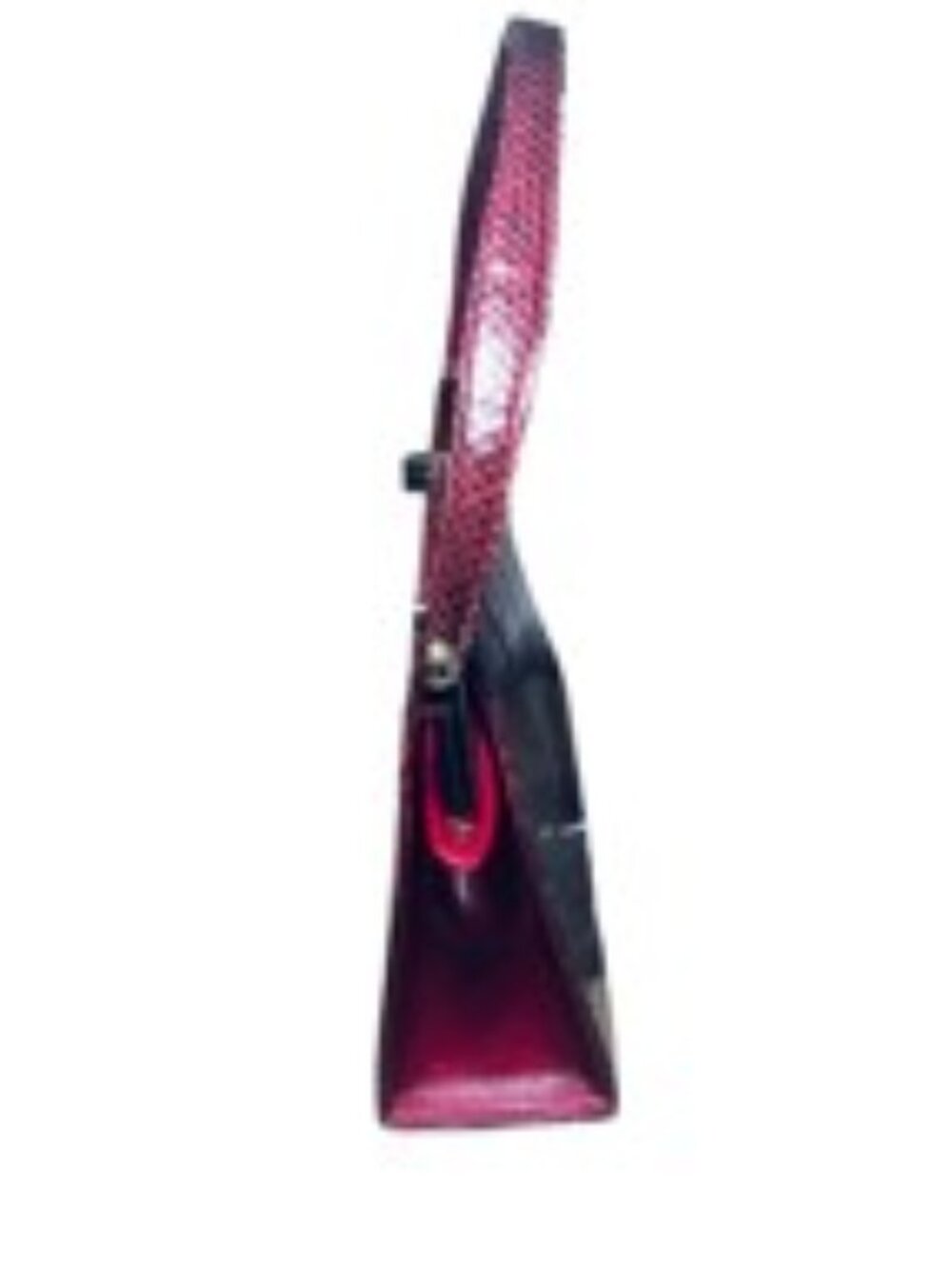 Unbranded Vintage Genuine Python Snakeskin Leather Bag Burgundy Red Black EUC - Picture 4 of 12